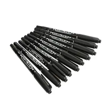 

10PCS Fine Dual Heads Marking Pen Marker Waterproofink Thin Nib Black