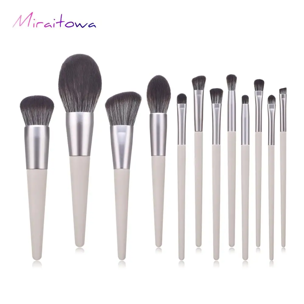 

Soft Synthetic Hair Eye Shadow Brush Wood Handle Blending Blush Lip Powder Highlighter Makeup Brushes Set 12 pcs