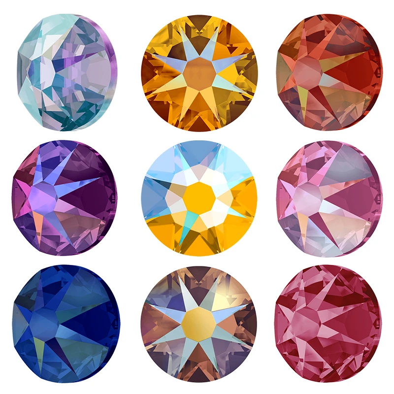 YANRUO 2088NOHF Shimmer AB Flatback Glass Rhinestones Glue on Sewing Clothes Diamond Needlework Bling Strass Crystal