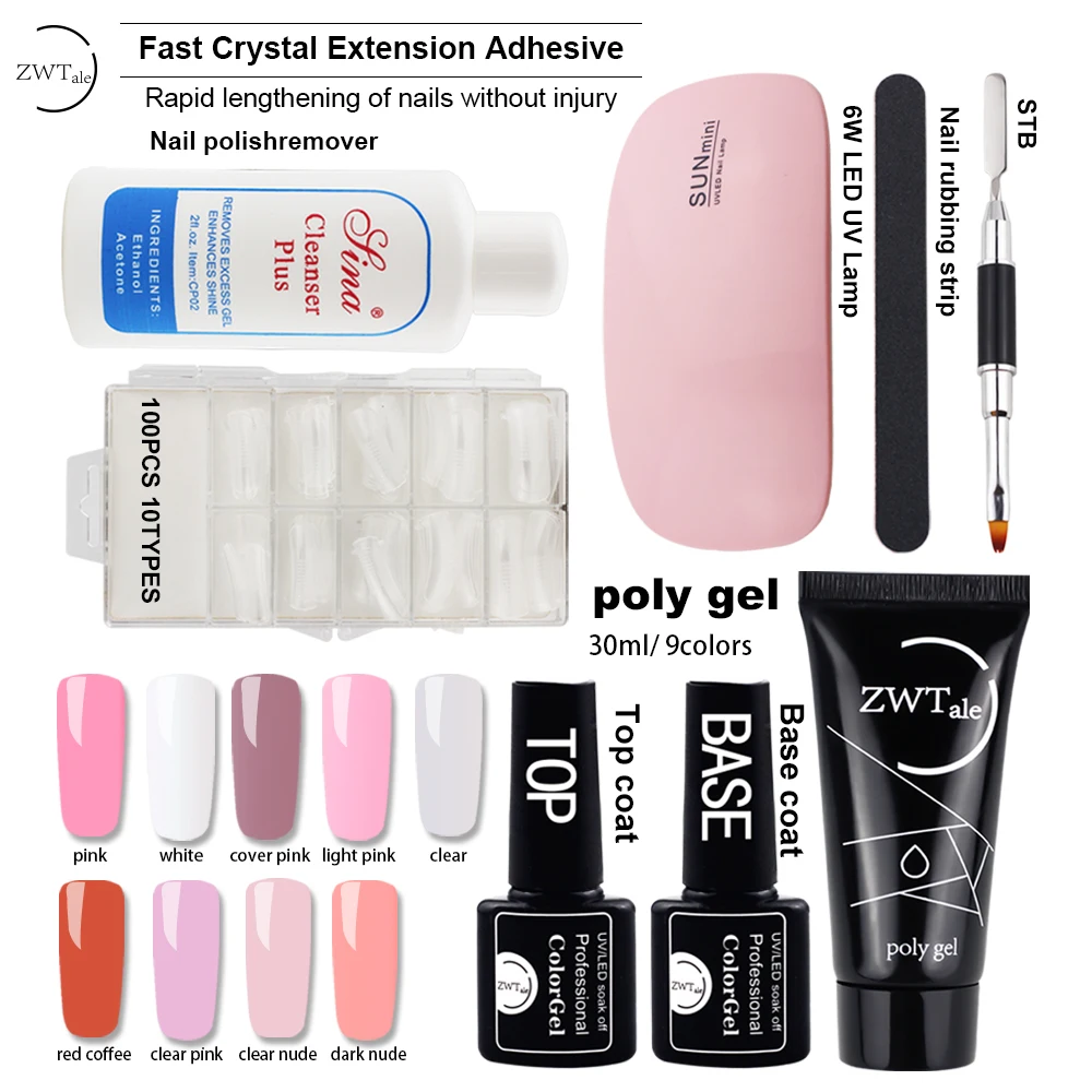 

ZWTale Poly Gel Set Jelly Hard UV Gel Varnish Nail Art Gel Nail Polish Qucik Building Nail Extentions Manicure Tips Polygel