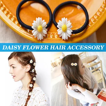 

Women Girls Flower Series Hair Band Brooch Hair Clips Rubber Band Ponytail Holder MH88