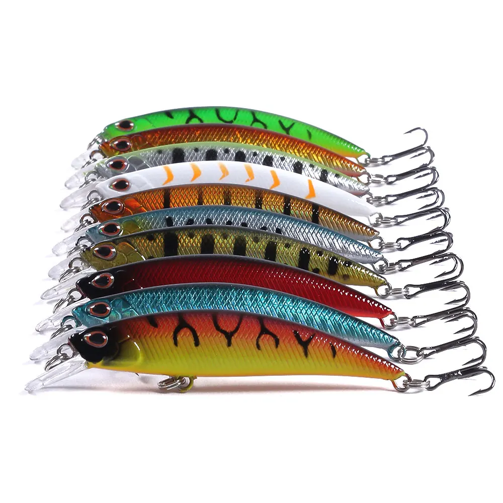 HENGJIA 8cm 9g Minnow Fishing Lure Hard Artificial Sinking Bait 3D Eyes Wobblers Crankbait Topwater Plastic Baits Fish Pesca