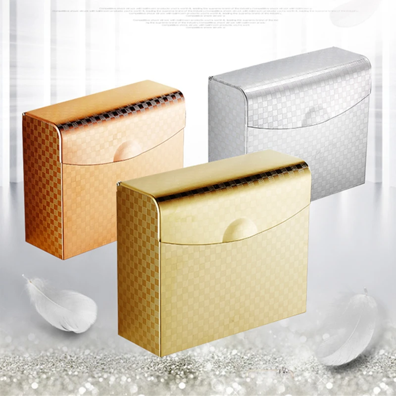 

Toilet Paper Box Stainless Steel Golden Toilet Free Punch Toilet Paper Holder Household Products Fashion Waterproof Paper Box