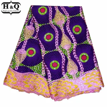 

H&Q latest african fabric wax print batik lace 2020 high quality embroidery 100% cotton fabric nigerian guipure lace 6 yards/pcs