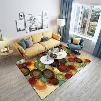 

Geometric Colorful Circle Pattern Rugs and Carpets For Living Room Tapete Bedroom Bedside Blanket Area Rugs Study Room Floor Mat
