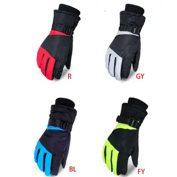 

THINKTHENDO Women Men Winter Waterproof Thermal Gloves Contrast Color Warm Non-Slip Mittens
