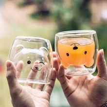 Милая панда двойной стеклянный вибрирующий сетчатый красный ins кошка ловля Кошачий коготь чашка детская прозрачная домашняя водная чашка