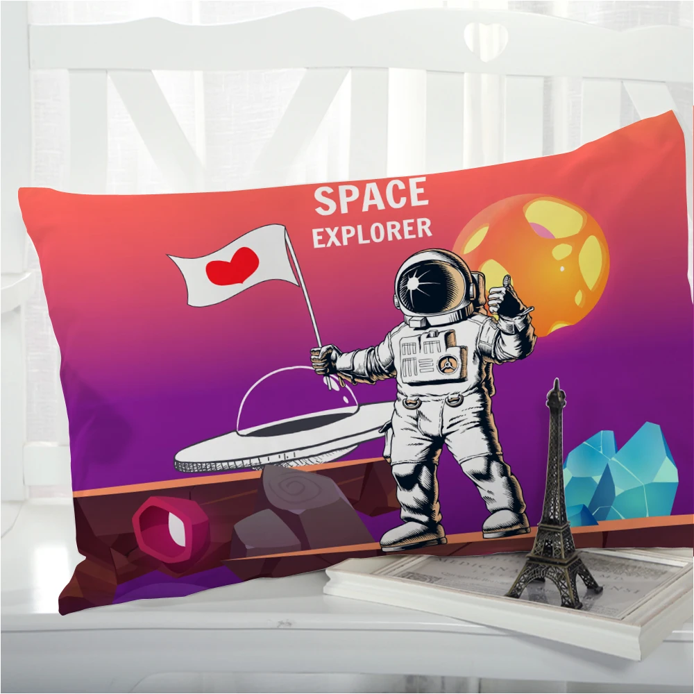 

1pc Cartoon Children's Pillow cover Pillow case Bedding Pillowcase Pillowcovers decorative 3D for kids baby Space violet