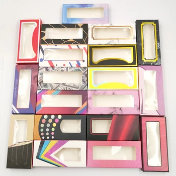 

NEW 100 box Packing box for eyelash package paper box color carton 25mm Eyelashes DIY custom Logo flash packing box