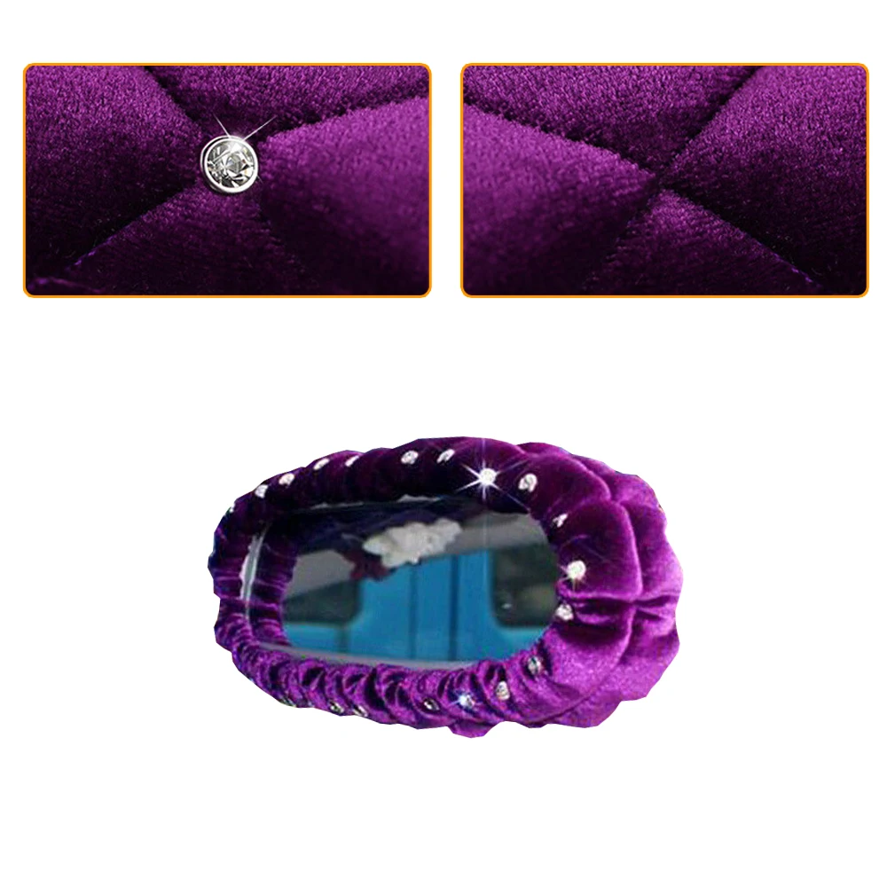 Car Rearview Mirror Cover Rhinestones Thickening Lengthen Plush Car Interior Rearview Mirror Cover Decoration Accessories