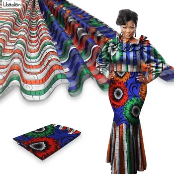 

Hotest 4Yards ORGANZA+2Yards Ribbon fabric Nigerian design African wax pattern satin silk fabric for clothes F201-2