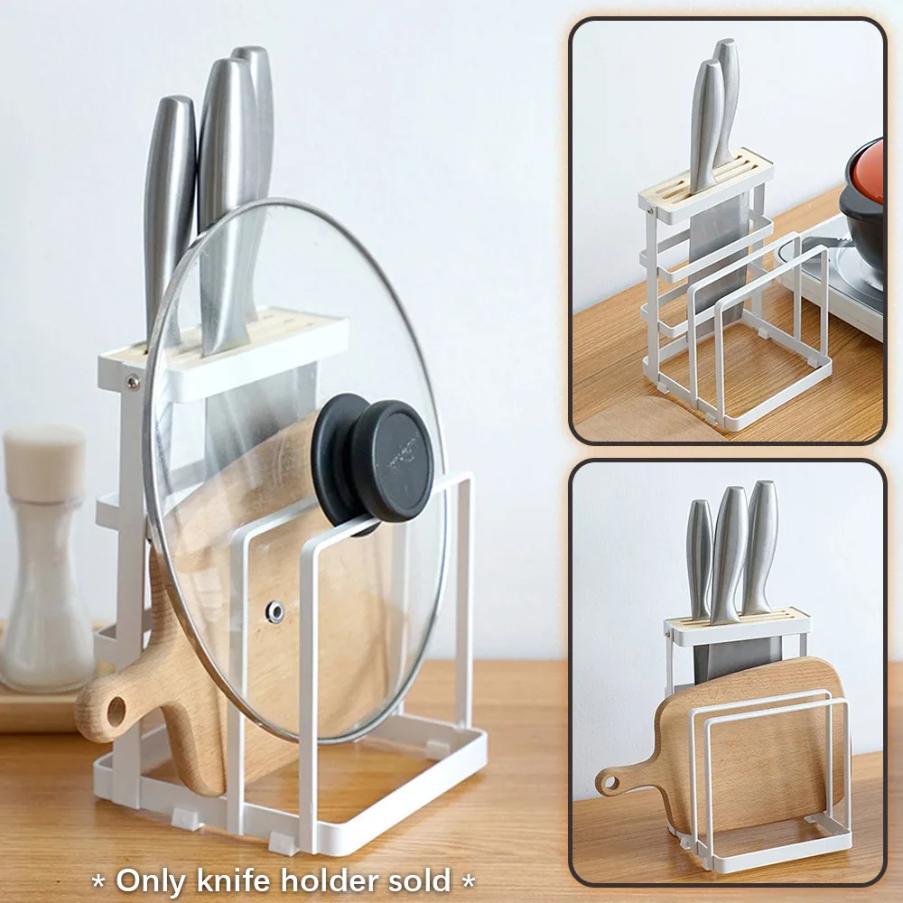 

Metal Steel Cutting Board Holder Multifunction Pot Lid Knife Drying Rack Counter Display Stand Storage Shelf Kitchen Organizer