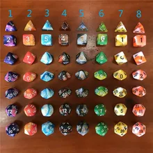7 pçs/set dnd dice dados poliédricos mtg rpg jogos de tabuleiro cor misturada dados D4-D20 multifacetada entretenimento acessórios do jogo