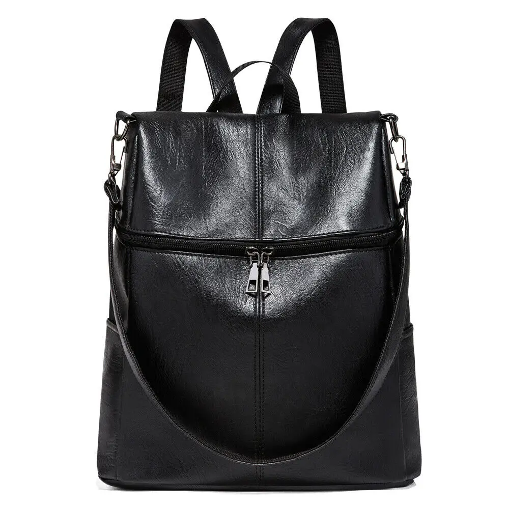 Женский Противоугонный рюкзак в британском стиле, модная однотонная школьная сумка из искусственной кожи, повседневная портативная Дорожная сумка на плечо - Цвет: Черный