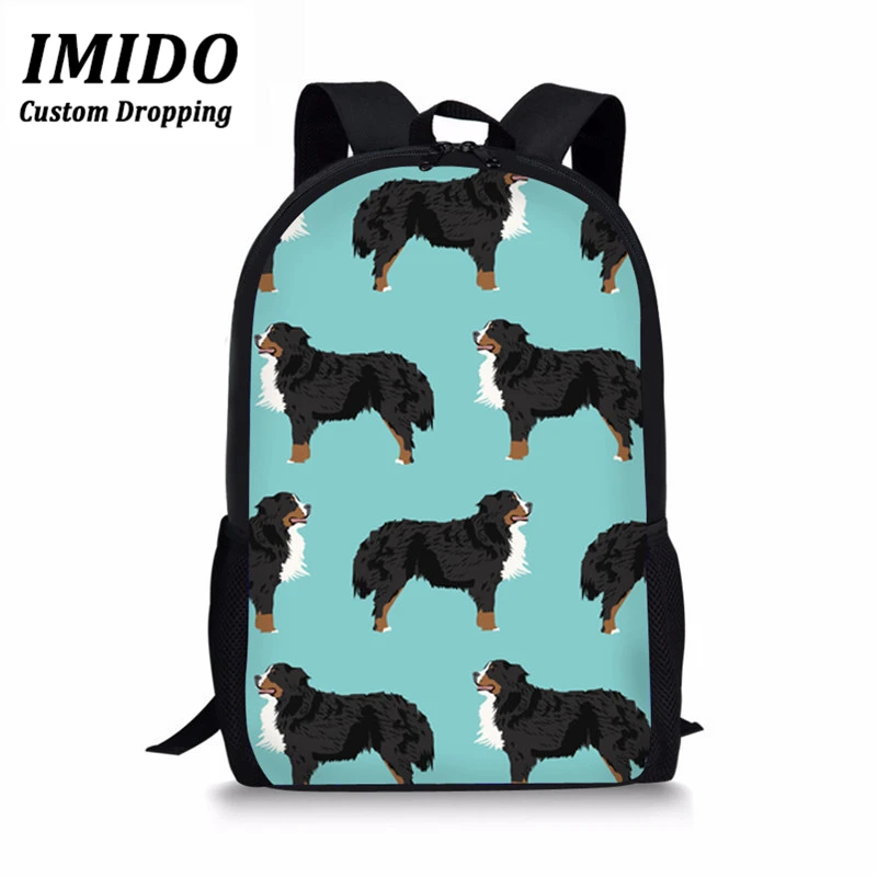 

IMIDO Luxury Design Famous Backpack Bernese Dog Print School Backpacks Fashion Girls Boys Bookbag Designer Plecak Satchel 2019