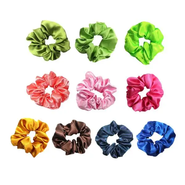 Hair Scrunchies - Silky Satin Hair Ties Elastic for Women - Pack of 5