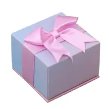 

50%HOT Gradient Bow Design Square Earrings Jewelry Box Engagement Ring Display Case