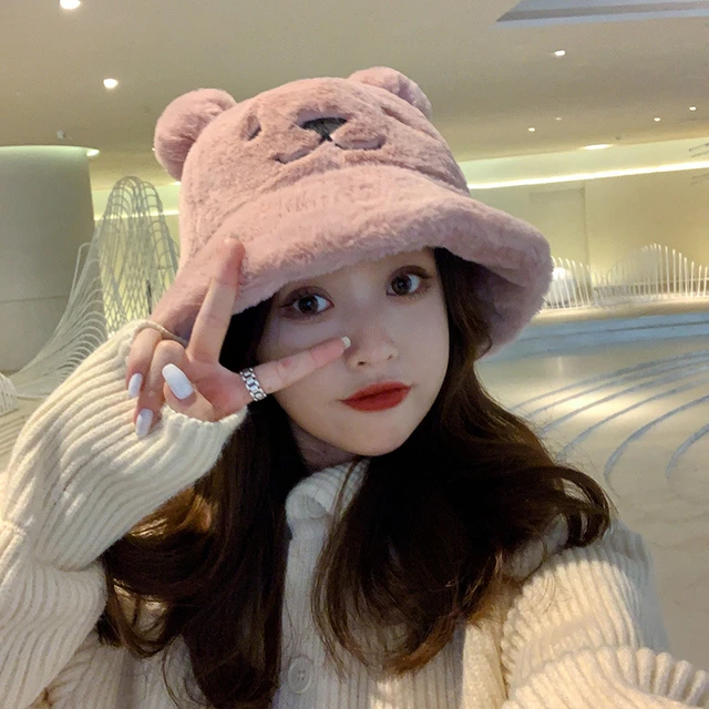 Autumn Winter Fashion Kawaii Warm Lamb Wool Beanie Caps Sweet Cute