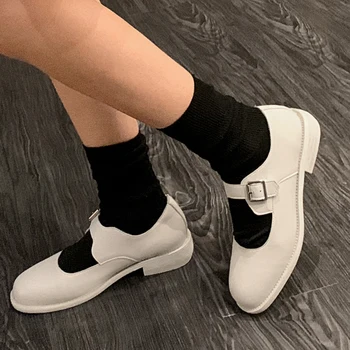 

Karinluna 2020 Dropship Nature Cow Leather Women Shoes Woman Genuine Leather Round Toe Comfortable Mary Janes Pumps