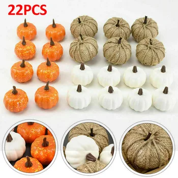 

22pcs/set Simulation Pumpkin Decoration White Halloween Party Decor Artificial Small Foam Pumpkins Simulation Props