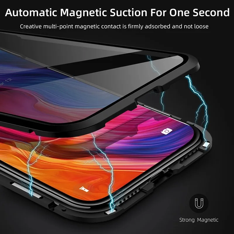 Магнитный чехол из закаленного стекла для iPhone XR XS MAX X 7 8 Plus, чехол 360, магнитный металлический защитный чехол
