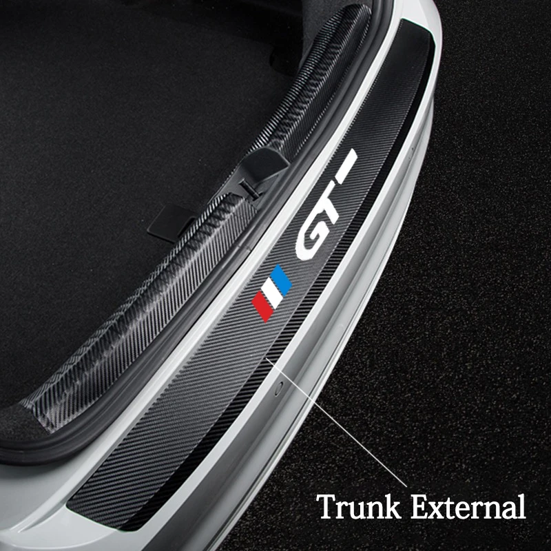 

Auto Rear Bumper leather Stickers For Carbon Fiber Protector Car Trunk Guard Plate Film for Peugeot GT beat car accessories