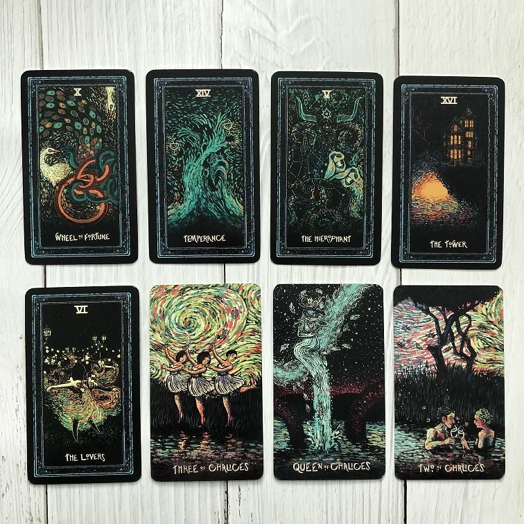 Английская версия серебряных краев фольги Призма видения Таро карты настольная