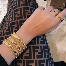 Роскошный уникальный браслет в дубайском стиле, набор колец, ювелирные наборы для женщин, свадебные с кубическим цирконом, Кристалл CZ, Дубай, набор свадебных ювелирных изделий