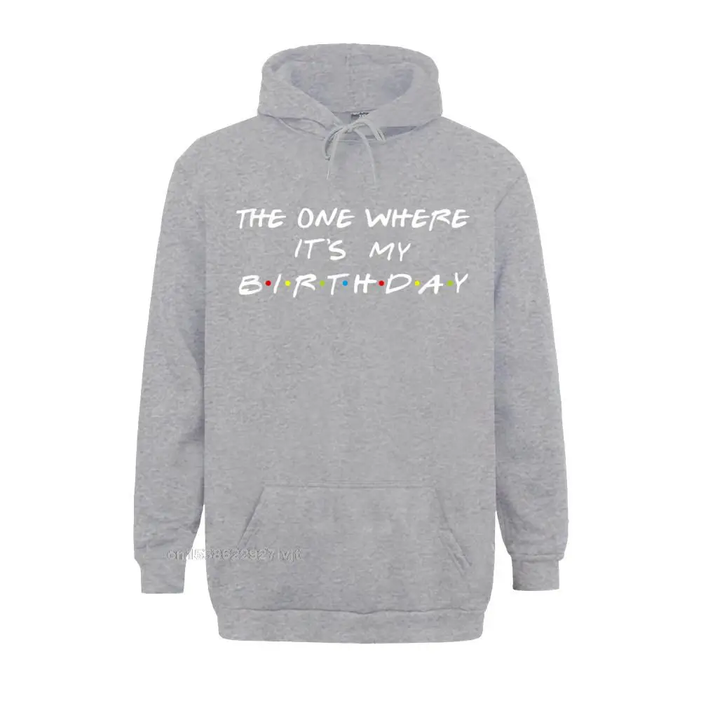 Tops & Tees Normal Father Day High Quality Printed Short Sleeve Pure Cotton Crewneck Men T Shirts Printed Tops & Tees The One Where Its My Birthday Funny Graphic T-Shirt_136 grey