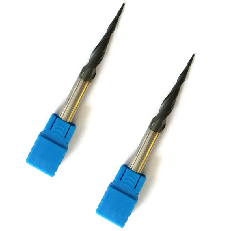 

2Pcs R0.75xD6x30.5x75Lx2F Solid Carbide 6mm Ball Nose Tapered End Mills Router Bits Cnc Router Taper Wood Metal Milling Cutter