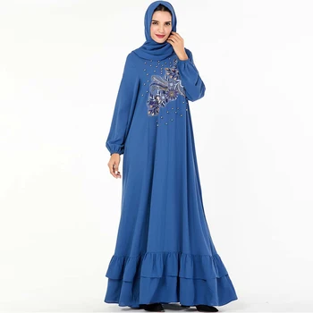 

Blue Abaya Dubai Turkish Hijab Muslim Dress Abayas For Women Caftan Marocain Kaftan Islamic Clothing Tesettur Elbise Islam Robe