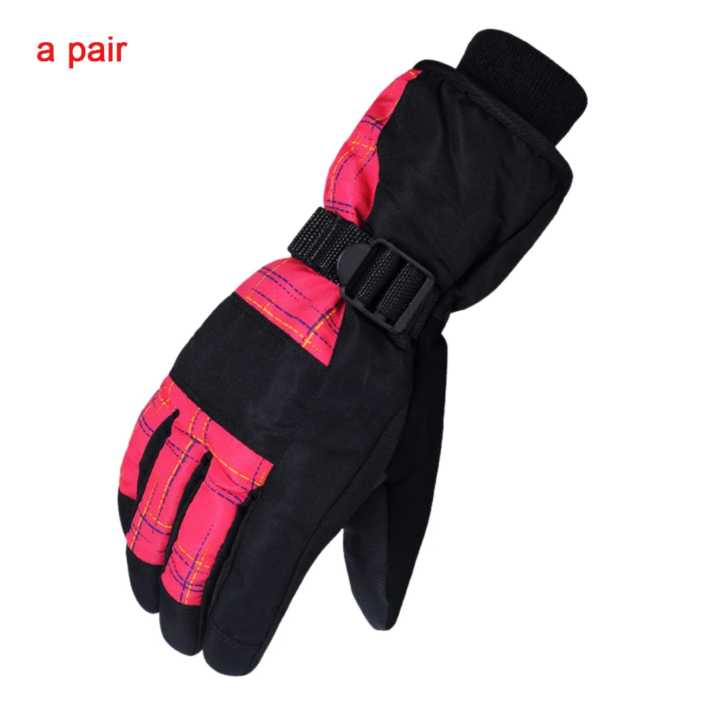 Красный 1 Pair Warm Insulated Waterproof Snowboard Outdoor Winter Cycling Sports Windproof Adult Anti Slip Ski Gloves Men Women - Цвет: Красный