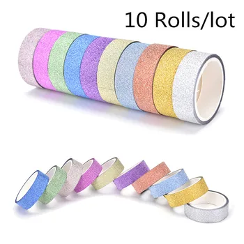 

10 Rolls/lot 3M DIY Glitter Sticker Paper Masking Adhesive Office School Tape Decorative Label Craft Random Color