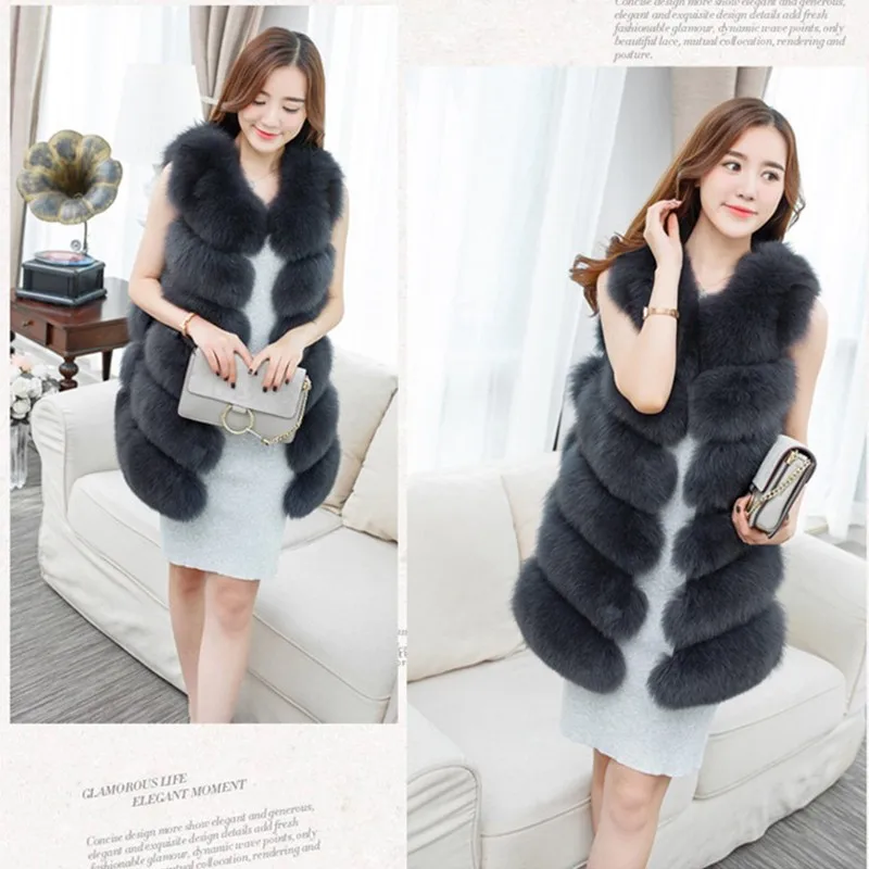 Pelliccia donna 6XL зимнее пальто женский меховой жилет пальто из искусственного меха для отдыха Женский Длинный жилет из лисьего меха плюс размер: S-XXXXL PC244