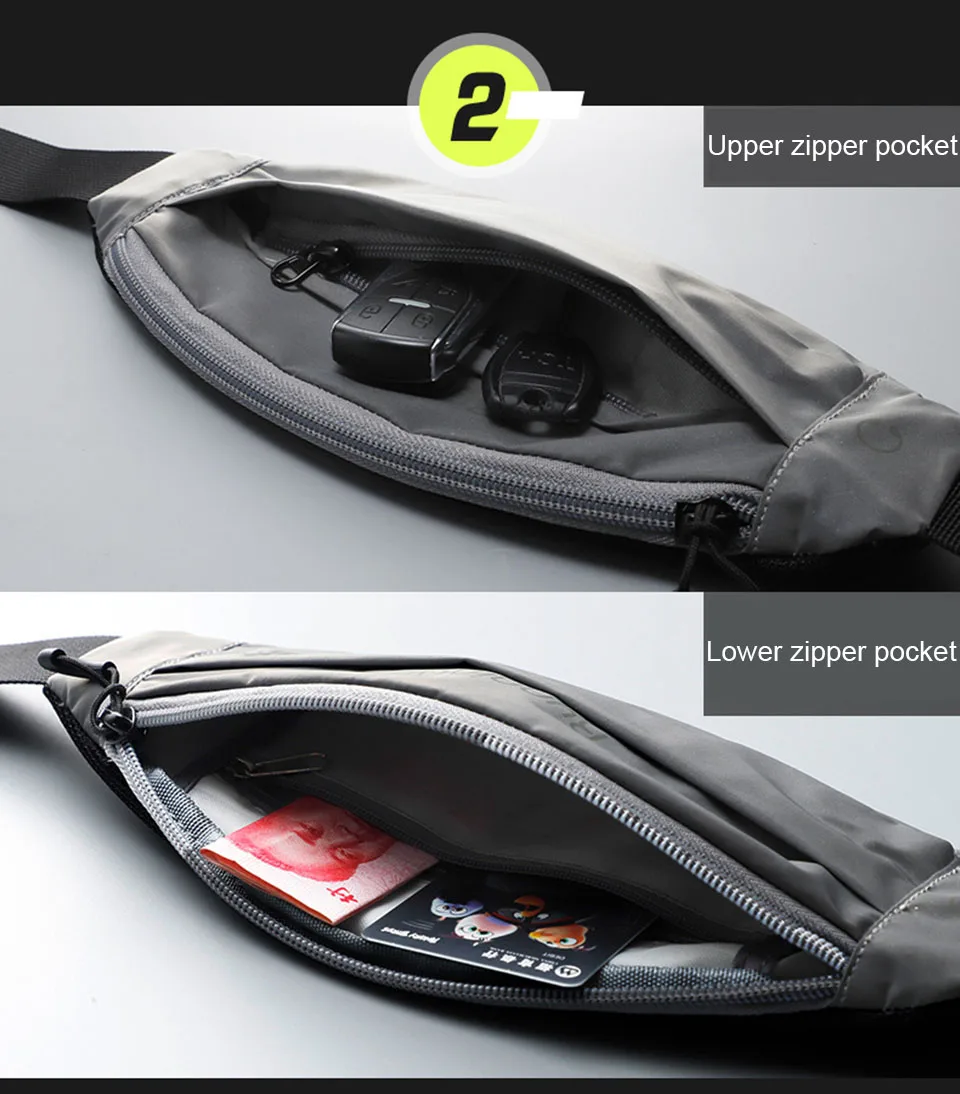 Reflective Running Bag Pockets Sports Waist Bag Women Men Mobile Phone Case Holder Outdoor Waist Pack Belts Waterproof Bag