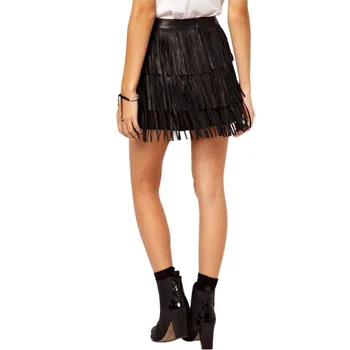 

Women Temperament PU Leather Show Temperament Tassel Shaping Bag Hip Tight Skirt