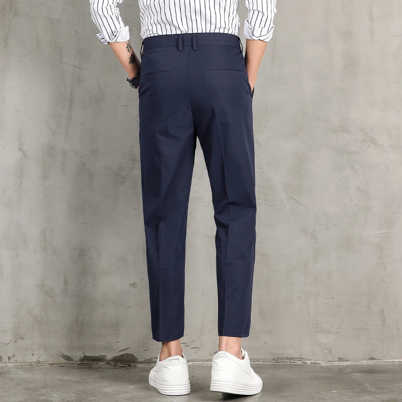 

2021 Spring Summer Men's Straight Pants Loose Casual Ankle-length Pants Fashion Trouser Suit Pants Formal Business Trousers D35
