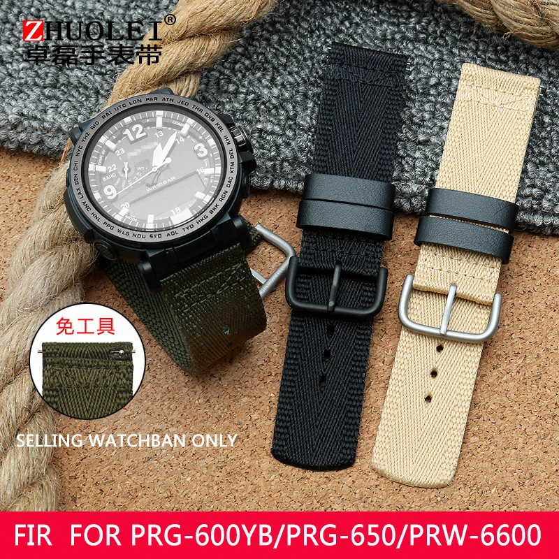 

FOR Casio PRG-600YB-3 Nylon Watch Strap prg-650 PRW-6600 sports canvas watch strap 24MM