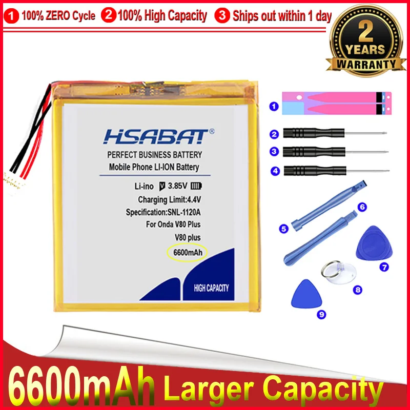 Аккумулятор HSABAT 0 Cycle 6600 мАч для Onda V80Plus V80 Plus OC801 OI100 V80SE OI101 запасной