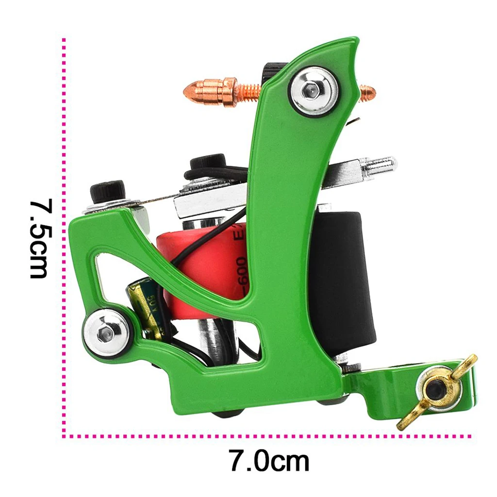 Aluminum Alloy 10 Wraps Coils Tattoo Machine Gun For Liner Shader Green