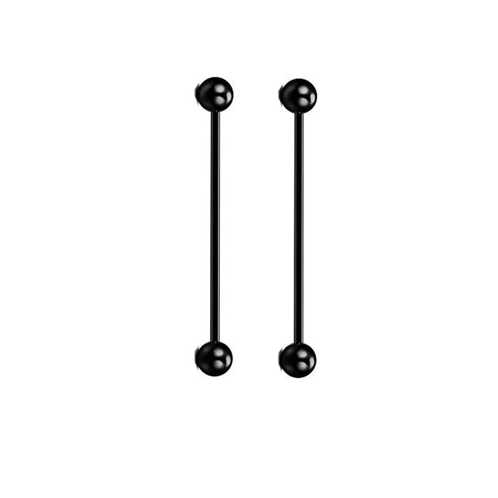 Black 2Pcs 2 шт. модные серьги из титановой стали для промышленного хряща 42 см длинные штанги беруши серебряные черные 1,6 мм пирсинг ювелирные изделия - Окраска металла: Black 2Pcs