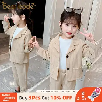 

Bear Leader Fashion Teenage Clothing Sets Autumn Casual Suits 4-13 Y Girls Outfits Striped Coat with Pocket + Pant 2pcs Kid Girl
