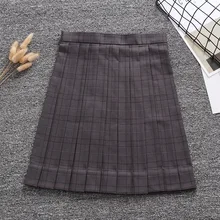 Серая клетчатая плиссированная юбка с геометрическим рисунком+ бант+ галстук(регулировка талии. Карманный