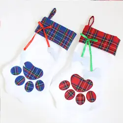 1 шт. Подарочный Рождественский чулок, сумка для собак, кошек, носки "лапки", Рождественская игрушка брелок с игрушкой, подарки