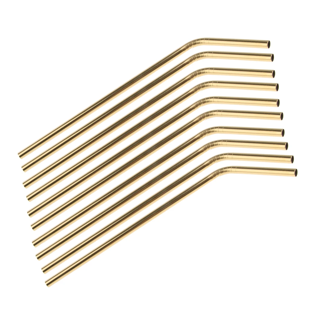 Gold Bent Stainless Steel Drinking Straw Metal Straw 10 PCS 21cm