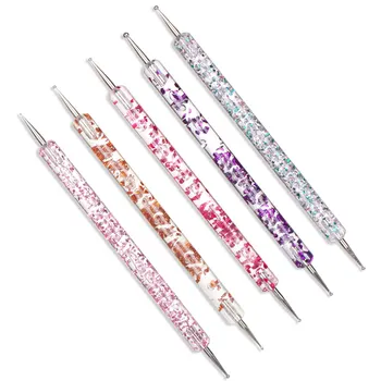 Kaufen 5Pcs Set UV Gel Malerei Nail Art Punktierung Stift Acryl Griff Strass Kristall 2 Weg Pinsel Salon Dekoration Maniküre Werkzeuge Kit