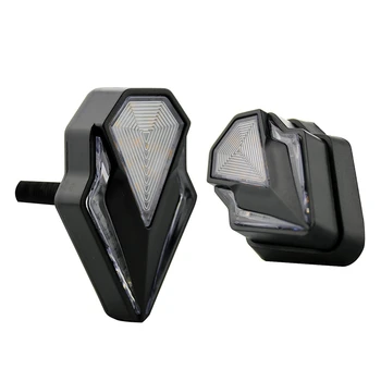 

2Pcs Modified Universal Motorcycle Turn Signal Diamond-Shaped Dual-Light LED Corner Light Semaphore(Yellow + White)