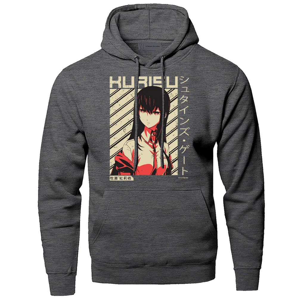 Steins Gate Makise Kurisu толстовки мужские Японское аниме толстовка с капюшоном Толстовка Зима Осень Harajuku спортивная одежда - Цвет: dark gray 6