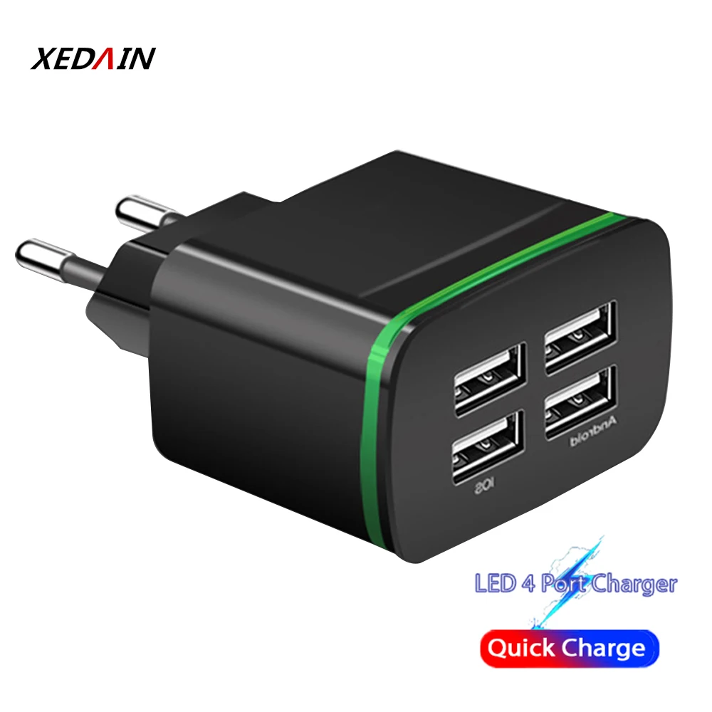 4 порта USB Мобильный телефон зарядное устройство ЕС штекер макс. 5 в 4A