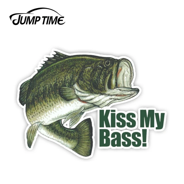 Jumptime 13cm X10.9cm Kiss My Bass Fishing Sticker Decal Label